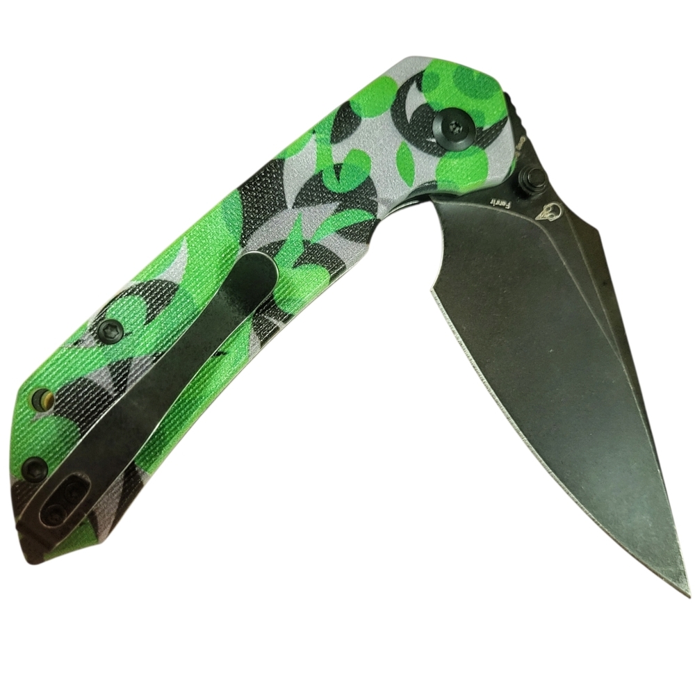 TENABLE // Fenrir: Button Linerlock Knife // Black D2 w G10 Jade Camo - Picture 10 of 10